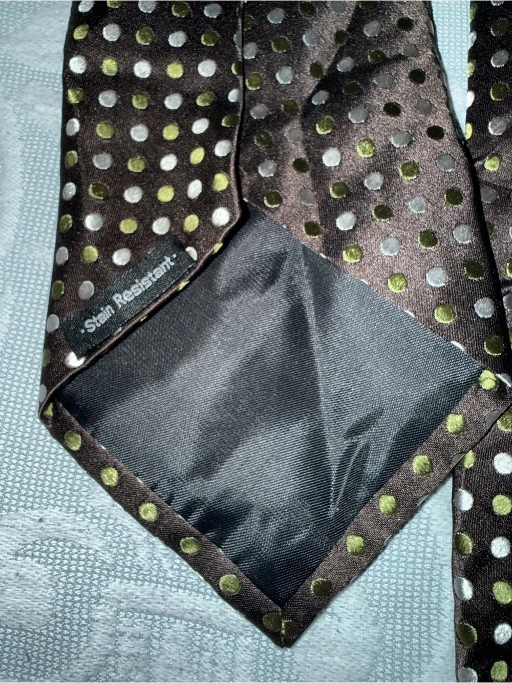 Geoffrey Beene year 2000s Brown Tie with Light Gold Polka Dots